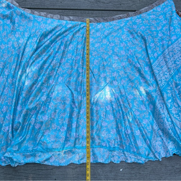 Double Layer Patterned Grey and Blue Women's Maxi Skirt. One Size. - Picture 7 of 10